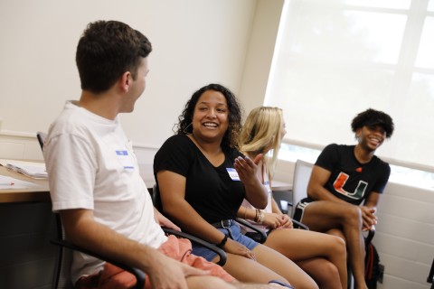 Students engaged in a classroom discussion